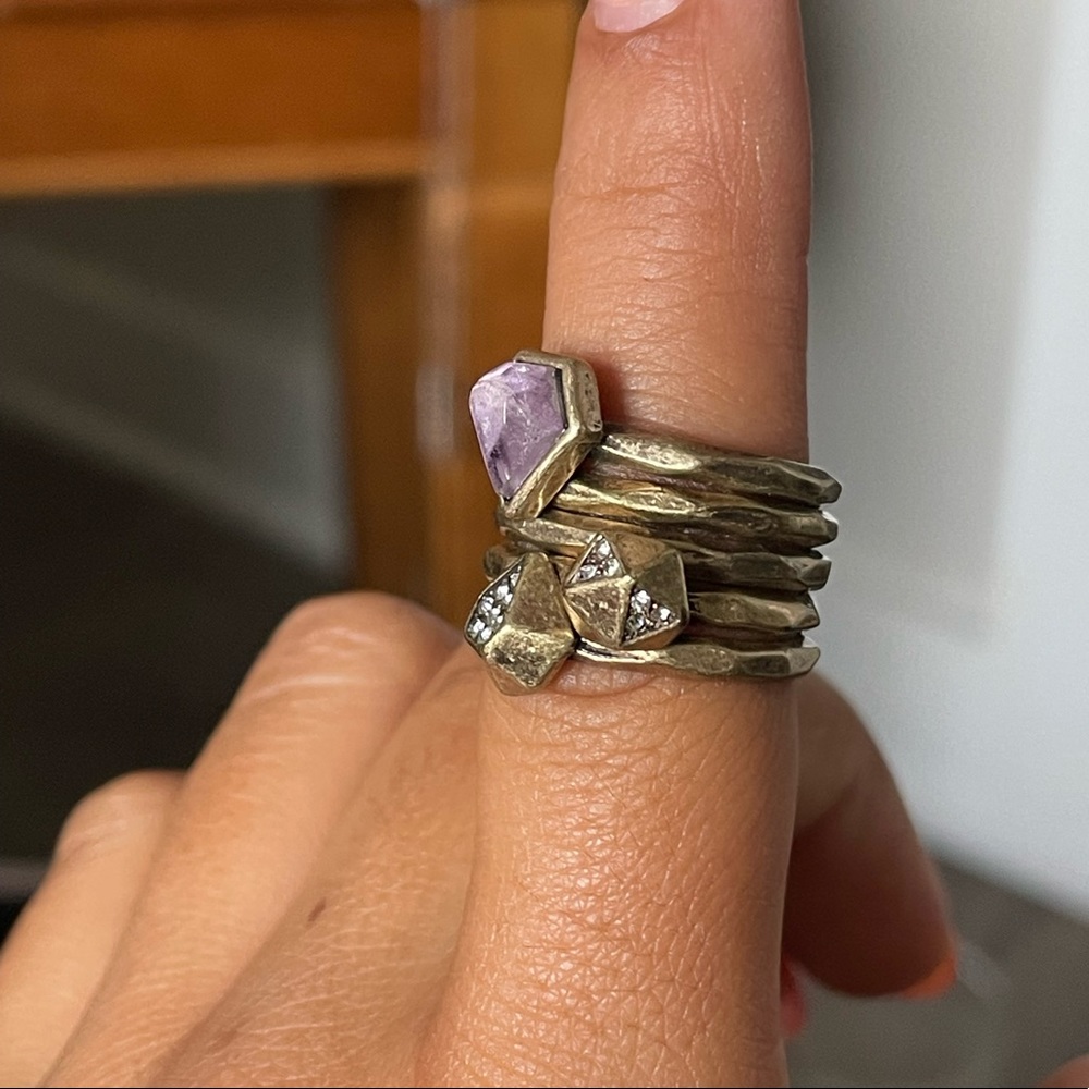 Purple and gold Geo ring and cuff set